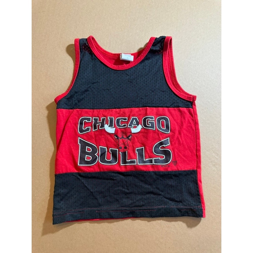 Vintage Chicago Bulls Jersey Tank Kids 2T Red Black NBA Mesh Jersey